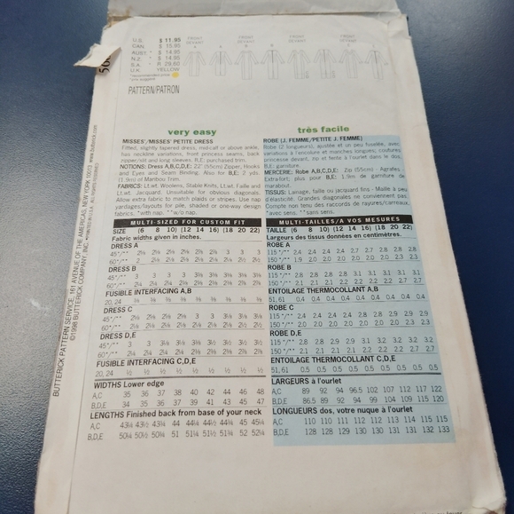 Butterick Sewing Pattern 5667 Women's Misses' Petite Dress Dresses Size 12-16 - Picture 5 of 6